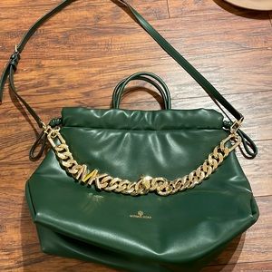 MICHAEL Michael Kors Bag Lina Logo Green Faux Leather Tote